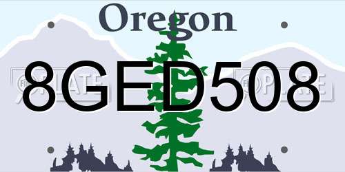 8GED508 Oregon License Plate