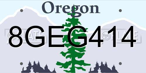 8GEG414 Oregon License Plate