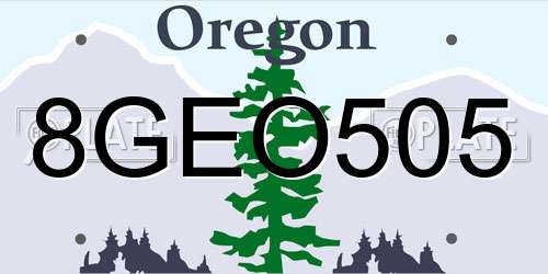 8GEO505 Oregon License Plate