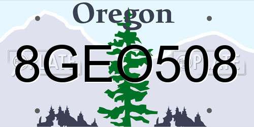 8GEO508 Oregon License Plate