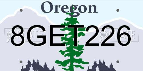 8GET226 Oregon License Plate