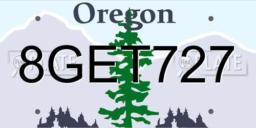 8GET727 Oregon License Plate