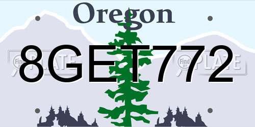 8GET772 Oregon License Plate