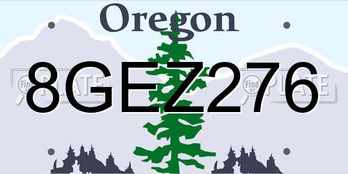 8GEZ276 Oregon License Plate