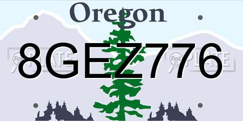 8GEZ776 Oregon License Plate
