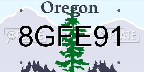 8GFE91 Oregon License Plate