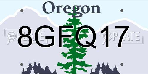 8GFQ17 Oregon License Plate