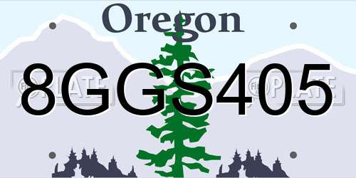 8GGS405 Oregon License Plate