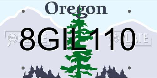 8GIL110 Oregon License Plate