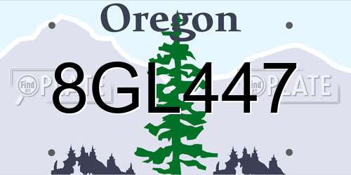 8GL447 Oregon License Plate