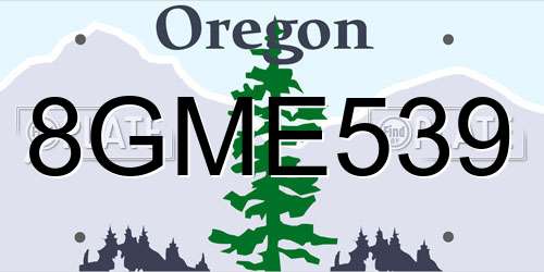 8GME539 Oregon License Plate