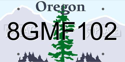 8GMF102 Oregon License Plate