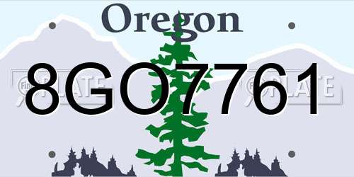 8GO7761 Oregon License Plate