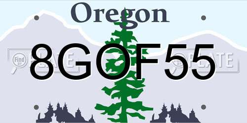 8GOF55 Oregon License Plate
