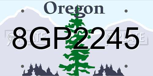 8GP2245 Oregon License Plate