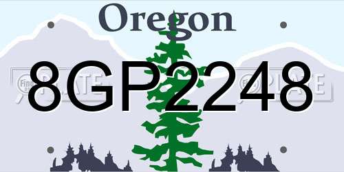8GP2248 Oregon License Plate