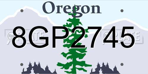 8GP2745 Oregon License Plate