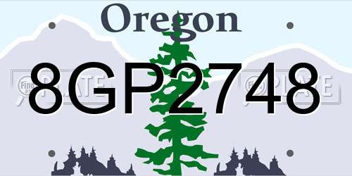 8GP2748 Oregon License Plate
