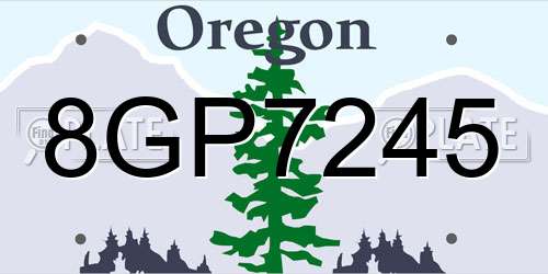 8GP7245 Oregon License Plate