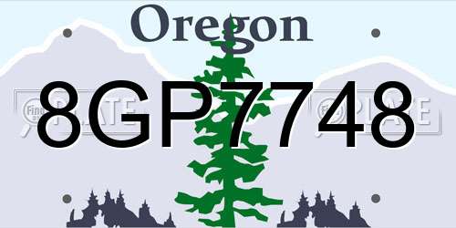8GP7748 Oregon License Plate