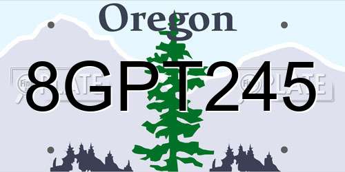 8GPT245 Oregon License Plate