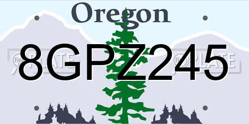 8GPZ245 Oregon License Plate