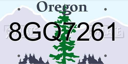 8GQ7261 Oregon License Plate