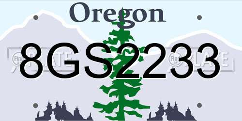 8GS2233 Oregon License Plate
