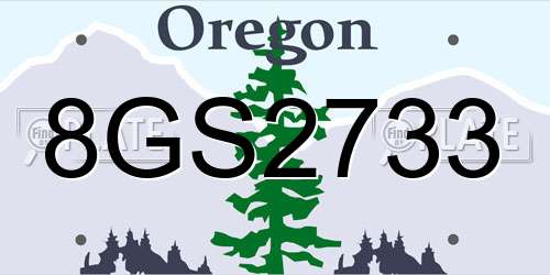 8GS2733 Oregon License Plate
