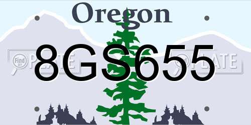 8GS655 Oregon License Plate