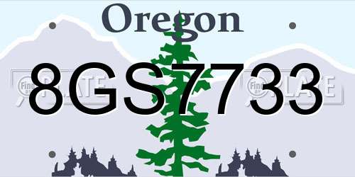 8GS7733 Oregon License Plate