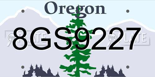 8GS9227 Oregon License Plate