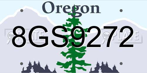 8GS9272 Oregon License Plate