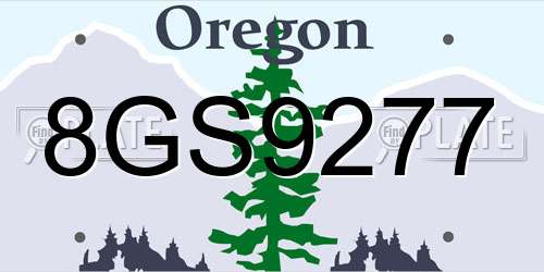 8GS9277 Oregon License Plate