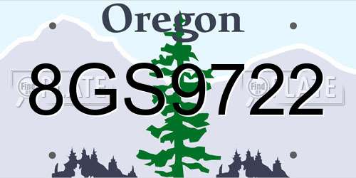 8GS9722 Oregon License Plate