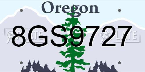 8GS9727 Oregon License Plate