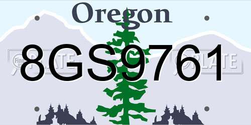 8GS9761 Oregon License Plate