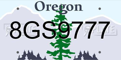 8GS9777 Oregon License Plate