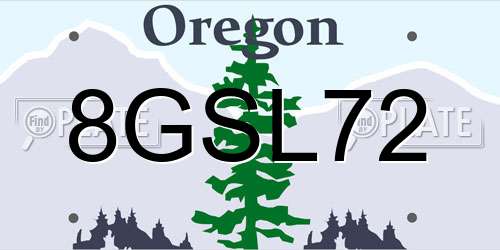 8GSL72 Oregon License Plate