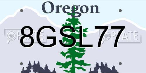8GSL77 Oregon License Plate