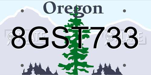 8GST733 Oregon License Plate
