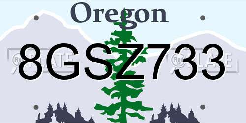 8GSZ733 Oregon License Plate