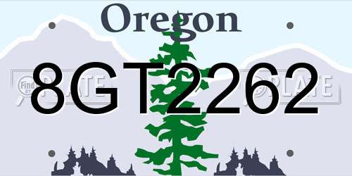 8GT2262 Oregon License Plate