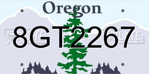 8GT2267 Oregon License Plate