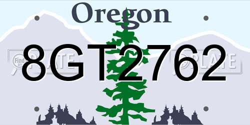 8GT2762 Oregon License Plate