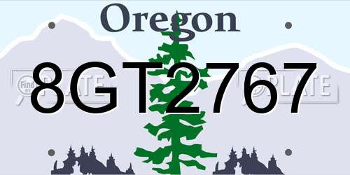 8GT2767 Oregon License Plate