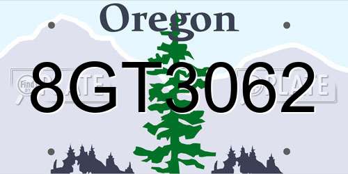 8GT3062 Oregon License Plate