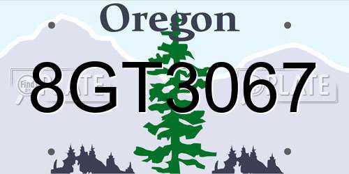 8GT3067 Oregon License Plate