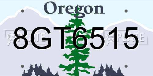 8GT6515 Oregon License Plate