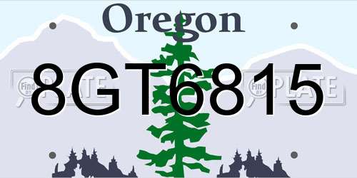 8GT6815 Oregon License Plate
